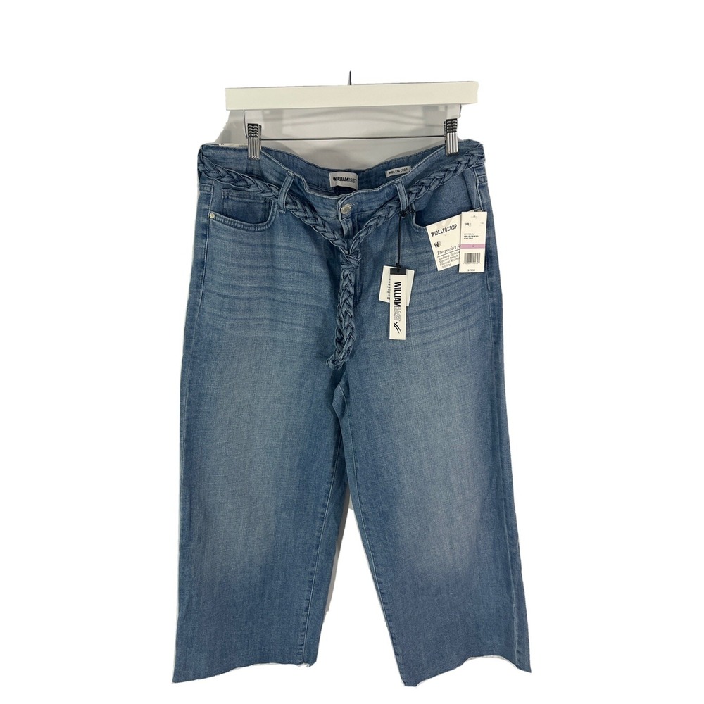 William Rast Womens Wide Leg Cropped Jeans 32 Belted Stretch Beachy‎ Boho
